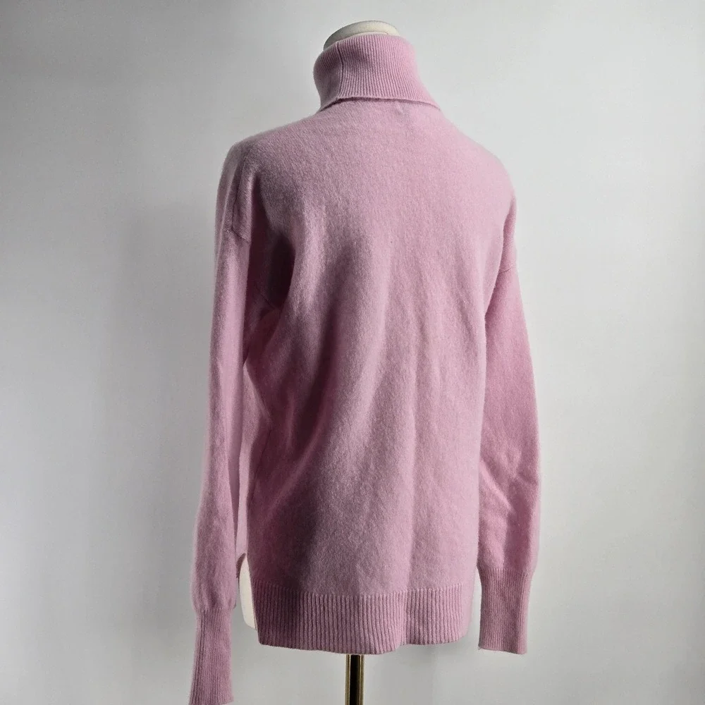 Nordstrom Sweater Pullover Womens L Pink 100% Cashmere‎ Turtleneck Lightweight